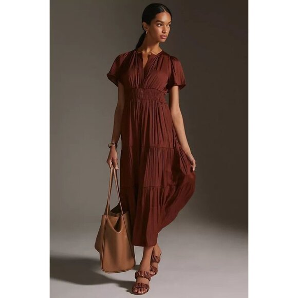 anthropologie brown satin dress By Anthropologie Butterfly Satin Mini Dress
